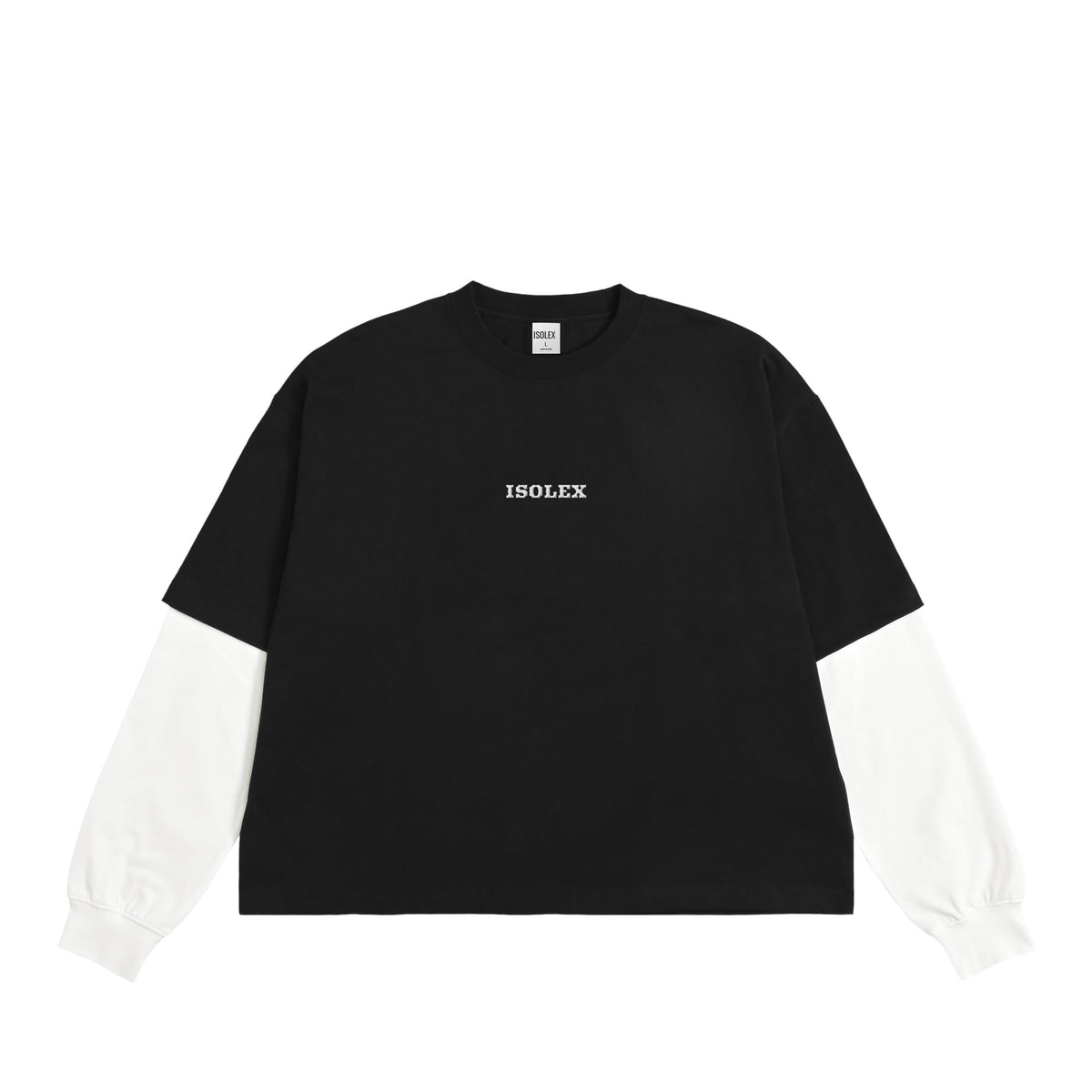 ISOLEX フェイクレイヤードロングスリーブTシャツ black-x-white image