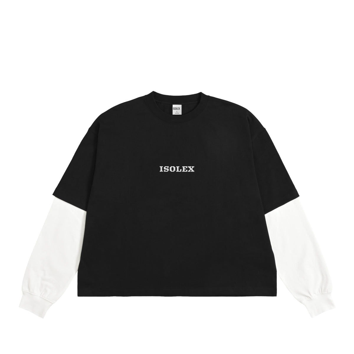 ISOLEX フェイクレイヤードロングスリーブTシャツ black-x-white image