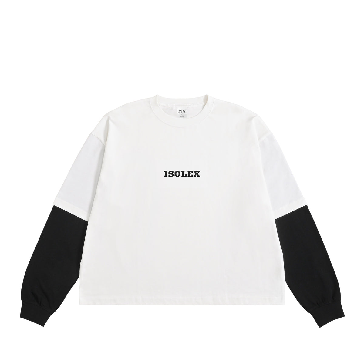 ISOLEX フェイクレイヤードロングスリーブTシャツ white-x-black image