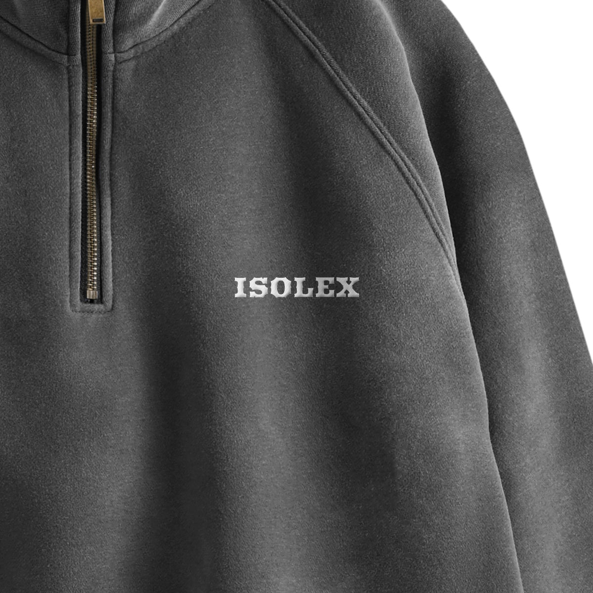 ISOLEX 裏起毛ウォッシュ加工ハーフジップスウェットプルオーバー black image