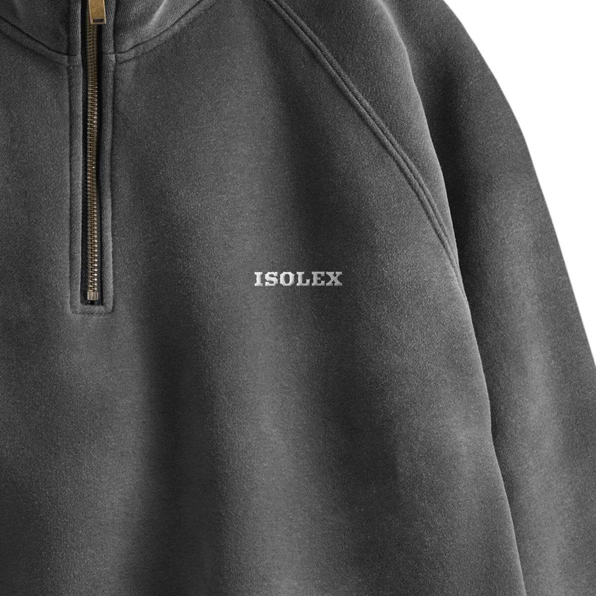 ISOLEX 裏起毛ウォッシュ加工ハーフジップスウェットプルオーバー black image