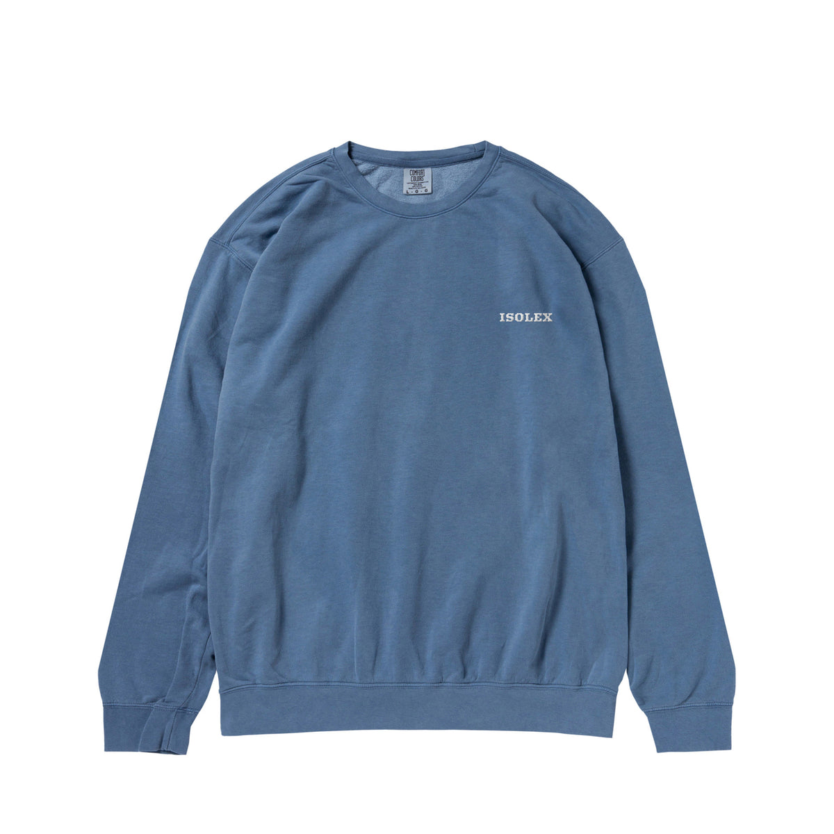 ISOLEX 6.4ozガーメントダイライトウェイトクルーネックスウェットシャツ blue-jean image